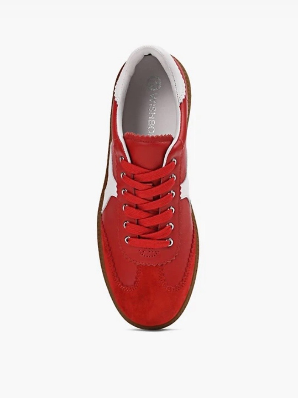 Women’s Red Lace-Up Sneakers with White Accents